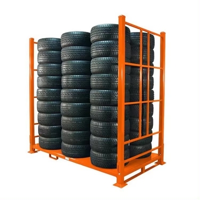 0-5m Height Foldable Steel Tyre Rack with Powder Coating Finish and Adjustable Mobility