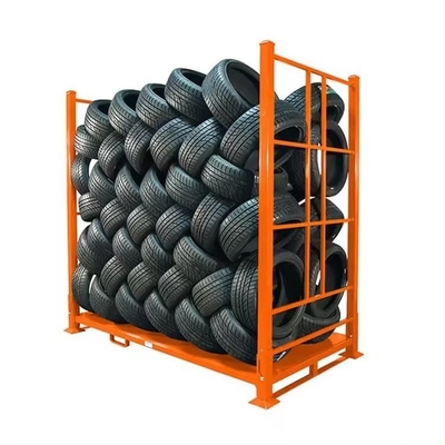 0-5m Height Foldable Steel Tyre Rack with Powder Coating Finish and Adjustable Mobility