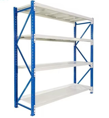 Powder Coating Longspan Metal Medium Duty Racking With CE ISO Certificated
